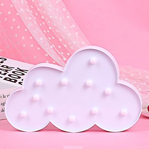 Decorative LED Sign-Lighted, EONSMN Plastic Children Night Light Decoration Cute Lamp Marquee Letter Lighting for Baby Lovely Birthday Toy Gift Battery Operated (White Cloud)