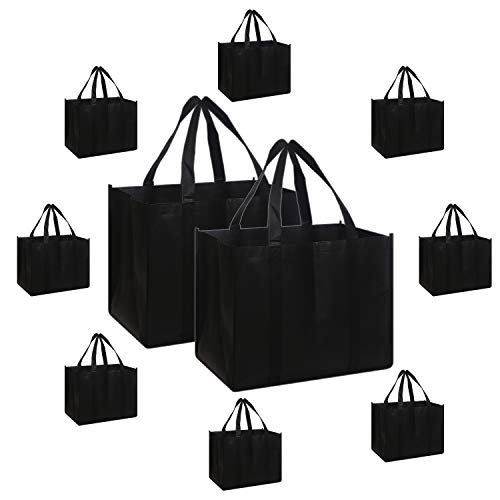 Set of 10 Reusable Grocery Bags Extra Large Foldable Heavy Duty