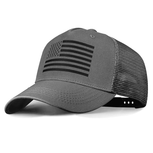 OUTDOOR SHAPING American Flag Trucker Hat, Mesh Snapback Cap Charcoal at Amazon