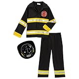 StoryBook Wishes Fireman Fire Fighter Halloween Dressup Costume w Hat (2/4, Black)