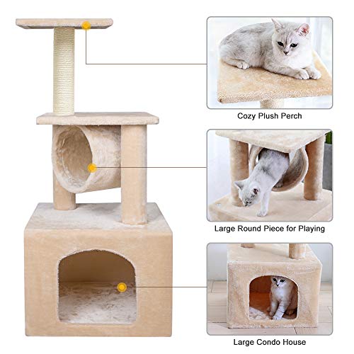 BEAU JARDIN 37 Inch Cat Trees and Towers Cat Condo for Kittens Cat