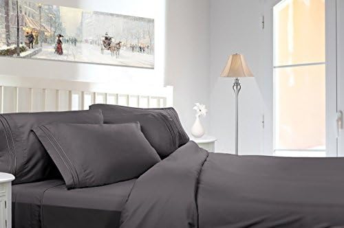 Royal Collection 1900 Thread Count Bamboo Quality Bed Sheet Set with 1 Fitted, 1 Flat and 2 King Size Pillow Cases.Wrinkle Free Shrinkage Free Fabric, Deep Pockets (King Size, Dark Gray)