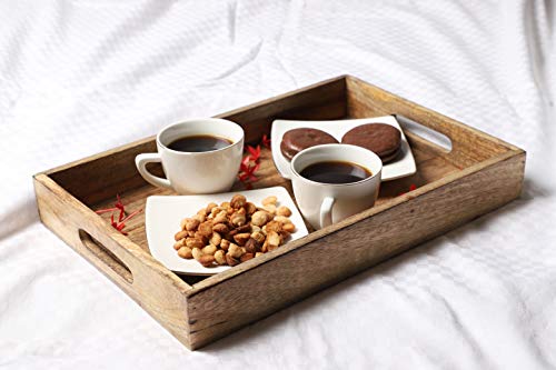 GoCraft Handmade Classic Wooden Tray Medium Size | Serveware Kitchen Accessories Tray - 15" - Thumbnail 4