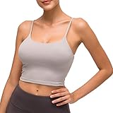 Lemedy Women Padded Sports Bra Fitness Workout Running Shirts Yoga Tank Top (M, Light Grey)