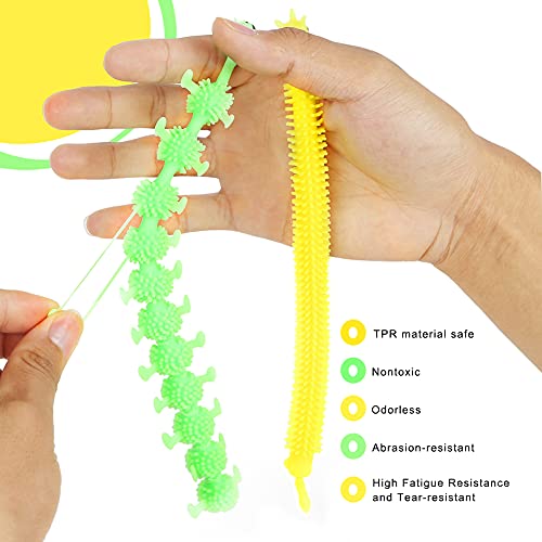 AMOR PRESENT Stretchy String Fidget Toys, 12PCS Sensory Fidget Worm Stretch Toys for Kids Toddlers Adults with ADD ADHD, Autism Monkey Noodle Fidget for Stress Relief Anti Anxiety