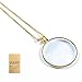 PROW® Golden 1-3/4 Inch Optical 5X Pendant Necklace Magnifier Magnifying Glass Loupe for Reading Fine Print, Zooming, Increase Vision and Jewelry Inspection