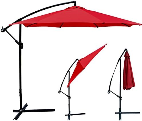 Patio Umbrella Offset 10 Hanging Umbrella Outdoor Market Umbrella D10 (Red)