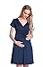 Happy Mama. Women's Maternity Jersey Flare Baby Shower Dress Short Sleeves. 108p (Navy, US 8, L)
