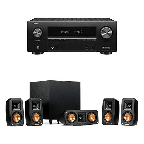 Klipsch Reference Theater Pack 5.1 Surround Sound System with Denon AVR-X2500H 7.2-Channel 4K Ultra HD Networking AV Receiver