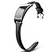 OenFoto Compatible with Gear Fit2 Pro/Fit2 Band, Replacement Leather Accessories Strap Samsung Gear Fit2 Pro SM-R365/Gear Fit2 SM-R360 Smartwatch-Black-Small