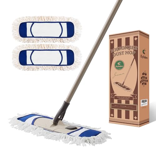 Photo 1 of Eyliden Dust Mop with Reusable Washable Pads - One Touch Replacement, Height Adjustable Handle, Total 2 Mop Cloths, Wet Dry Mops for Floor Cleaning, Hardwood, Laminate, Tile Floor Push Dust Broom