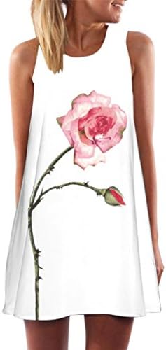 Muranba Women Dress, Women Summer Sleeveless Vintage Boho Beach Printed Short Mini Dress