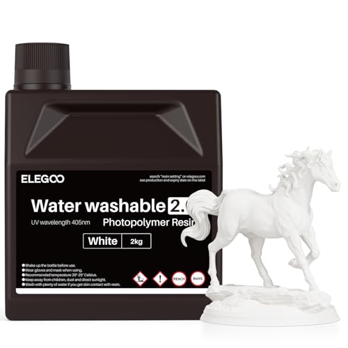 ELEGOO Upgraded 405nm Wasser Waschbares Resin 2.0, Weiß 2000g