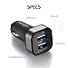 Spigen Essential F24QC Car Charger Dual USB Port 24W/4.8A Compatible with iPhone X / 8 / 8 plus / 7 / 7 Plus / 6S / 6S Plus / Galaxy Note 8 / S8 / S8 Plus / S7 Edge & More