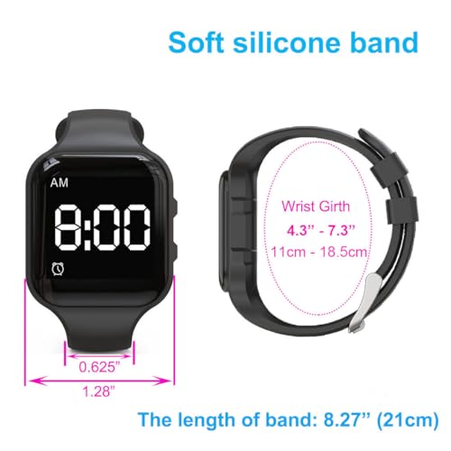 e-vibra Vibrating Alarm Watch, Potty Training Watch Water Resistant Medical Reminder Wristband with Timer (Black)