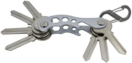 Compact Key Holder and Key Organizer(Silver) Zinc Alloy Material Built-In Tools Bottle Opener and Wrenches Great Gift (Holds 2-8 Keys)