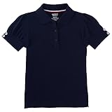 French Toast Little Girls' Toddler Puff Sleeve Double Button Polo, Navy, 4T