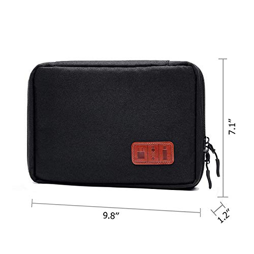 Travel Cable Organizer Bag, Electronics Accessories Carry Cases Portable Cord Organizer Bag for Cable, Charger, Phone, USB, SD Card,with 8pcs Cable Ties (Black)