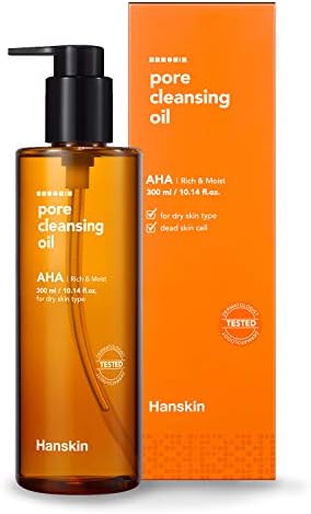 Hanskin Pore Cleansing Oil, Gentle Blackhead Cleanser and Makeup Remover for Dry Skin - Official 2019 Exclusive USA Exported Version [AHA/10.14 oz]