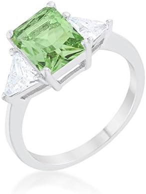 Alexander James "Street" Silver-tone Light Green|Clear Cubic Zirconia 3 Stone Ring Size 08