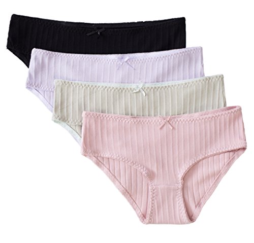 ATTRACO Women's Underwear Cotton Panties Underwear Solid Packs 4