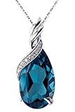Coolsome Royal Sapphire Blue Crystal Teardrop Pendant Necklace,18