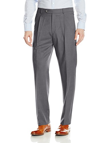 Hart Schaffner Marx Men's Single Pleat Chicago Fit Dress Pant, Medium Grey, 36 Regular