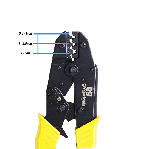 Gee Gadgets Wire Crimper Ratcheting Tool - Comfort Grip Professional Insulated Wire Terminals Connectors Ratcheting Adjustable Crimping Plier (Certified Refurbished)