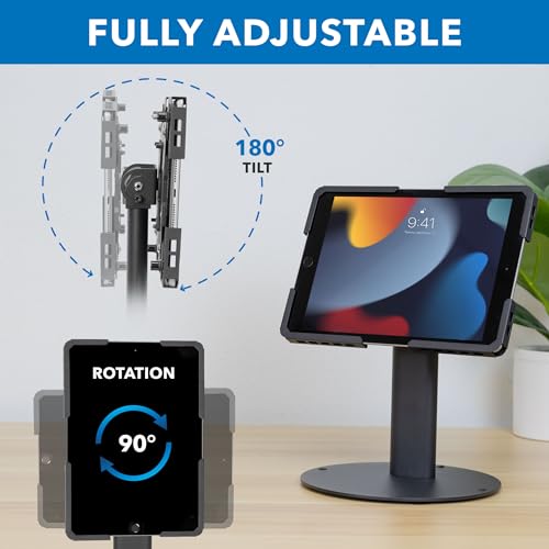 Mount-it! Soporte Universal para Tableta con inclinación, Soporte antirrobo para quiosco POS para iPad, se Adapta a tabletas de tamaño de Pantalla de 9,7" a 13", rotación de 90° para visualización