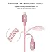 JJCall iPhone Lightning Cable, 3 Pack 6.5 Feet Nylon Braided Sync and Charging Cable/Cord for iPhone7/7plus, iPhone 6s/6/6plus,iPhone SE/5s/5c/5(Rose Gold)