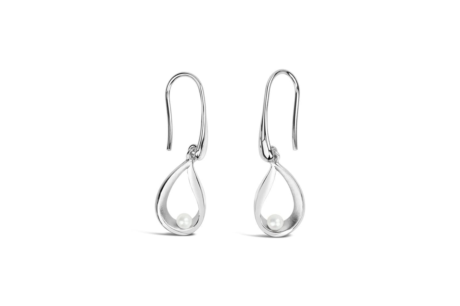 DUR Schmuck Women's Set | Wind Bride Pearl | 925 Silver | Polished | Wind Bride Pendant with Snake Chain Thin 45 cm and Earring | Pearl | Drop Earrings | P3591 | K1994 | O5148 | O5121