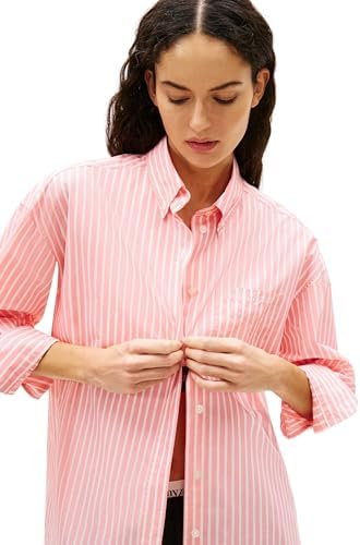 Chemisier en Popeline Tjw Ovs DW0DW22218 L/S pour Femme, Rose (Tropical Blush/Stripe), L