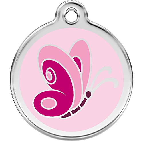 Red Dingo Personalized Pink Butterfly Pet ID Dog Tag (Medium)