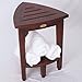 Decoteak Snazzy Corner Brown Waterproof Teak Wood Shower Bench Stool Seat Chair for Inside Shower Storage Shelf Provides Safety, Storage, and Organization for Bathroom Accessories