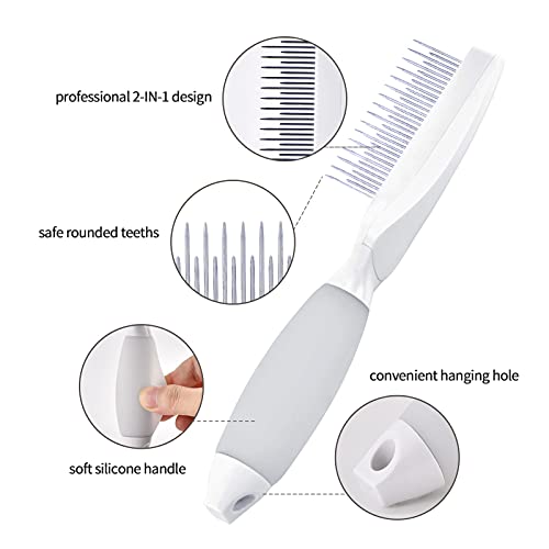 Rafaray Pet Comb for Grooming-Cat & Dog Grooming Comb Removes Tangle Knots Mats,2 IN 1 Long and Short Stainless Steel… - Image 3