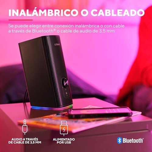 Cetic Altavoz Bluetooth 2.0 Iluminación RGB, 18W (10W RMS), Negro