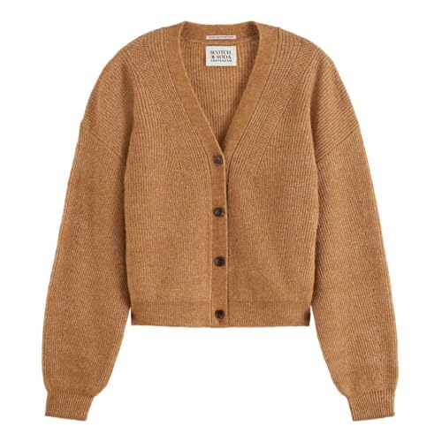 Scotch & Soda Damen Fuzzy Relaxed-fit Cardigan Sweater Vest, Tobacco Melange, XL EU