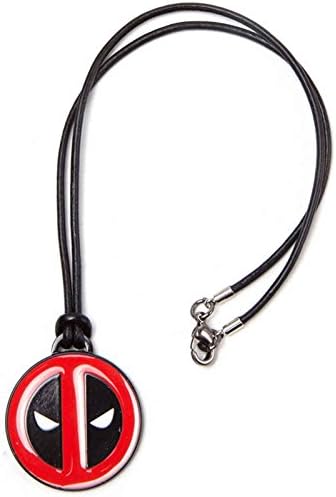 Deadpool Necklace Angry Face Leather Cord Official Marvel