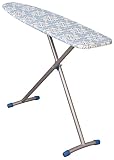 Household Essentials 715300-1 Classic T-Leg Ironing Board with Adjustable Height and Blue Floral Cotton Cover
