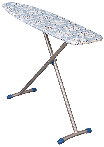 Household Essentials 715300-1 Classic T-Leg Ironing Board with Adjustable Height and Blue Floral Cotton Cover