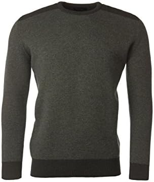 Hawick Knitwear Men's 100% Lambswool Birdseye Pattern Crew Neck Pullover-Seaweed-XX-Large