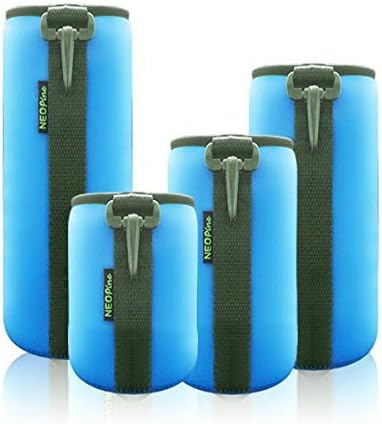 4 Pack Neoprene Camera Lens Protective Bag Lens Pouch Kits for Canon Nikon Pentax Olympus Sony FujiFilm Camera Lens - Aqua Blue