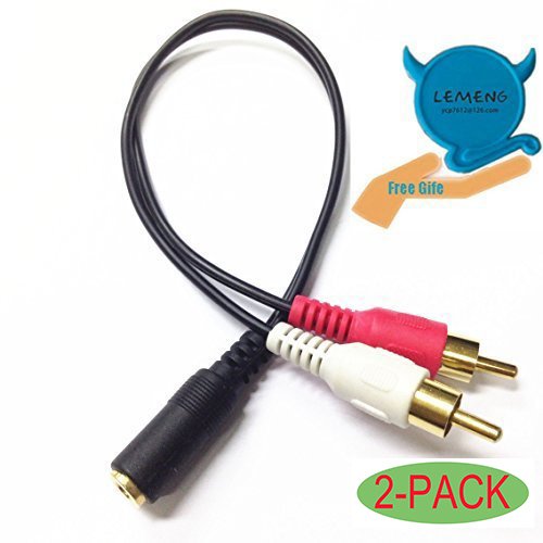 2 Pack Gold 3.5mm Stereo Female Jack to 2 Male RCA Plug Adapter Audio Y Cable-Lemeng