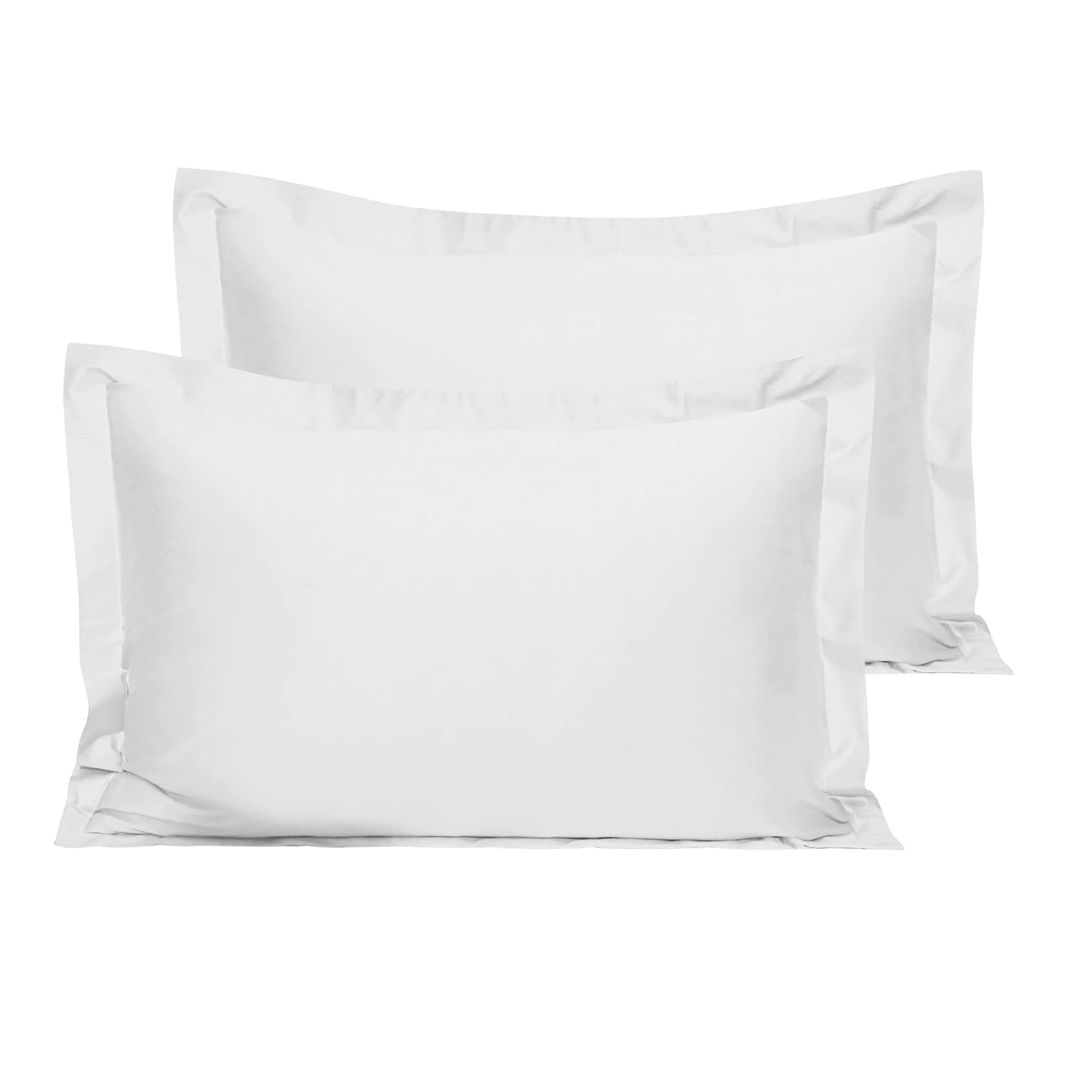 Pizuna Cotton Percale Oxford King Size 2 Pack White 50x90cm, 100% Long Staple Combed Cotton Pillow Cover, Percale Weave King Pillow Cases (Cotton Pillow Cases 2 Pack)