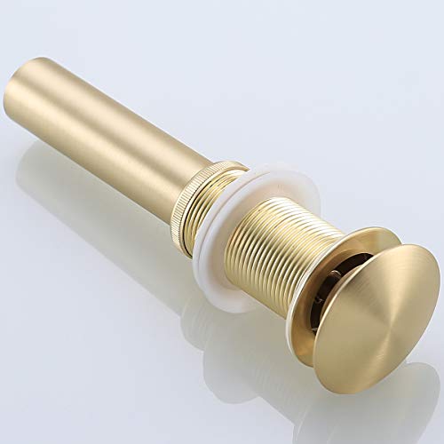 RANDOM Bathroom Faucet Vessel Vanity Sink Pop Up Drain Stopper without Overflow, Brushed Gold(Pop Up Drain Brushed Gold)