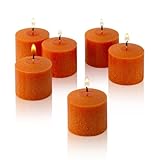 Light In The Dark Orange Votive Candles - Box of 12 Unscented Candles - 10 Hour Burn Time - Candles for Weddings, Parties, Spas and Decorations