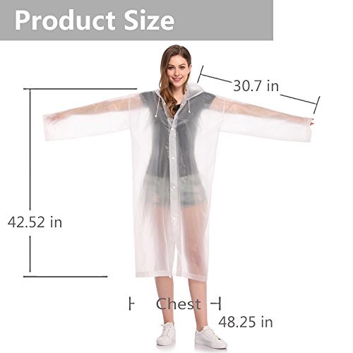 EnergeticSky EVA Portable Raincoat,Reusable Rain Poncho with Hoods and Sleeves,Non-Toxic,No Plastic Smell,Environmentally Friendly,Light Weight and Perfect for Outdoor Activities