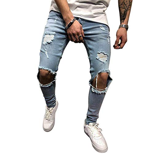 Men's Skinny Jeans Streetwear Fashion Destroyed Ripped Jeans Hip