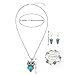 ILJILU Owl Jewelry Sets Retro National Style Owl Turquoise Accessories (Bracelet Necklace Earrings)