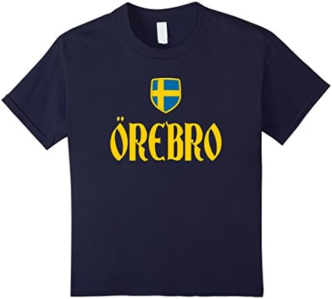 Kids OREBRO T-shirt Swedish Pride Sweden Flag Sverige Tee  6 Navy